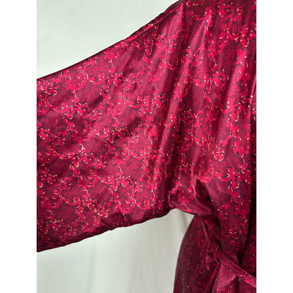 Sophia by Delicates Medium Raspberry Pink Floral Robe Polyester Pockets - Picture 6 of 11